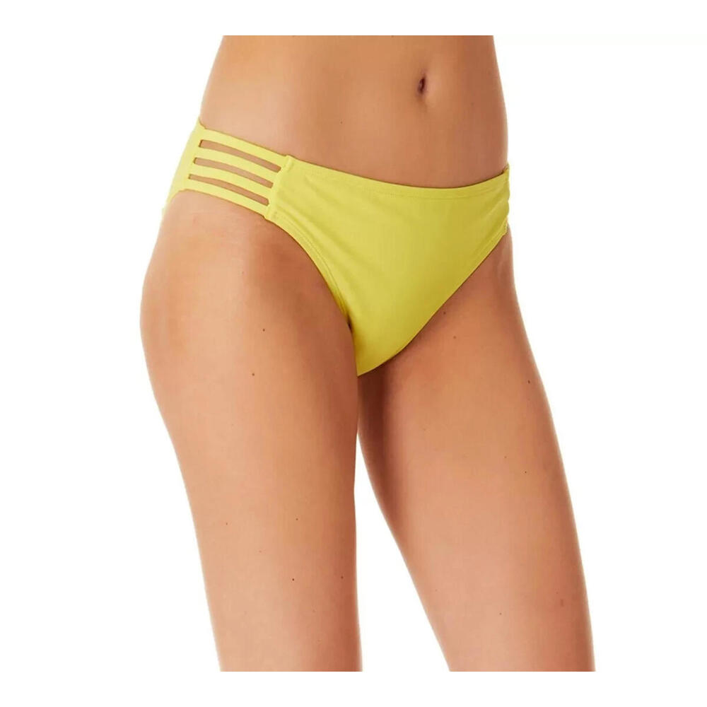 California Waves Juniors Strappy Side Hipster Bikini Bottoms, Lemon, Size S
